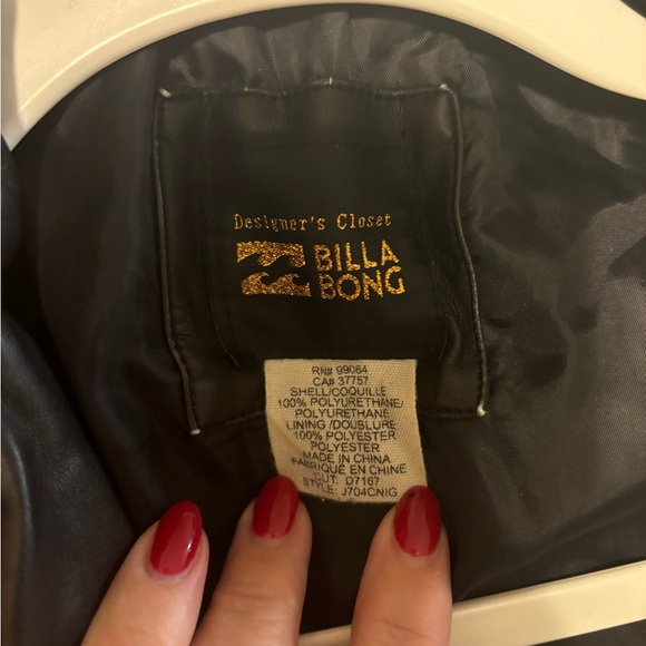 Billabong Motorcycle Black Leather Jacket size Large - Picture 8 of 10